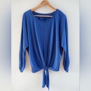 Zac & Rachel Royal Blue Front Tie Knot Blouse Top, Size L (Large)